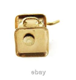 10k Yellow Gold Vintage Coffee Grinder Charm Necklace Pendant 1.5g