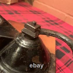 1800s ANTIQUE H WILSON'S IMPROVED CAST IRON & TIN WALL MOUNT COFFEE MILL GRINDER