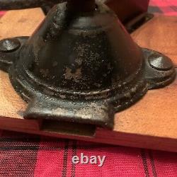 1800s ANTIQUE H WILSON'S IMPROVED CAST IRON & TIN WALL MOUNT COFFEE MILL GRINDER