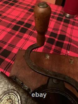 1800s ANTIQUE King's Improved CAST IRON & TIN WALL MOUNT COFFEE MILL GRINDER