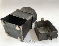 1800s PRIMITIVE+RARE Antique One-of-A-Kind Hand-Forged Metal Coffee Mill/Grinder