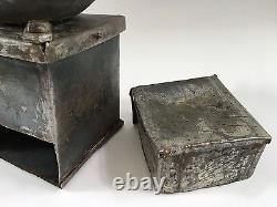 1800s PRIMITIVE+RARE Antique One-of-A-Kind Hand-Forged Metal Coffee Mill/Grinder