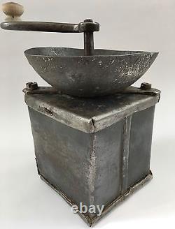 1800s PRIMITIVE+RARE Antique One-of-A-Kind Hand-Forged Metal Coffee Mill/Grinder