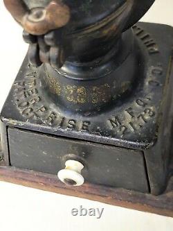 1873 Enterprise Cast Iron Decals Antique COFFEE GRINDER Mill Victorian Toleware