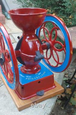 1873 Enterprise Cast Iron Hand Crank Double Wheel Antique Coffee Grinder Mill