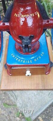 1873 Enterprise Cast Iron Hand Crank Double Wheel Antique Coffee Grinder Mill