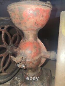 1873 Enterprise Cast Iron Hand Crank Double Wheel Coffee Grinder