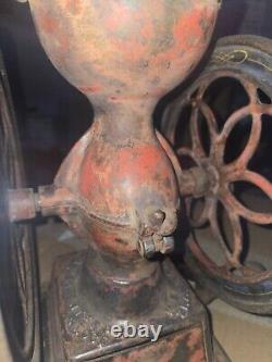 1873 Enterprise Cast Iron Hand Crank Double Wheel Coffee Grinder