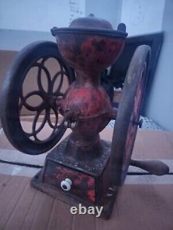 1873 Enterprise Cast Iron Hand Crank Double Wheel Coffee Grinder