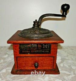 1880's Arcade Imperial No. 147 Coffee MILL Original Box Grinder Antique