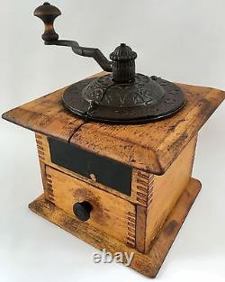 1883 Patented Antique American PARKER'S NATIONAL No. 301 Wood Coffee Mill/Grinder