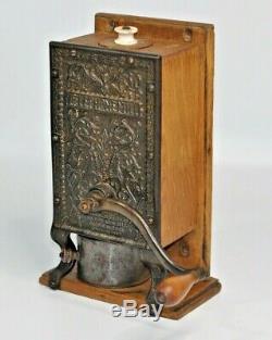 1888 Antique Arcade Telephone Mill Bronzed Cast Iron Front Coffee Grinder