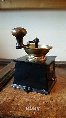 1900's Antique / Vintage Kenrick & Sons Cast Iron & Brass Coffee MILL Grinder