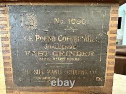 1901 Antique SUN MFG #1080 Pound Coffee Mill with Original Label, Dovetail Corners