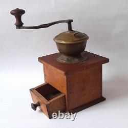 1920 Antique Collectible Wooden Coffee Grinder Good Working