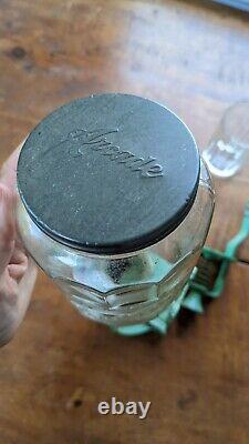 1930's Arcade Crystal No 4 Coffee Burr Grinder Mint Green Wall Mount Antique