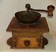 19th Cent. Pennsylvania Dovetailed Box Coffee Grinder with Drawer & Tombstone Base