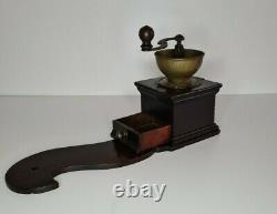 19th Century AUSTRIAN DOVE TAIL LONG BOARD WALL HANGING COFFEE GRINDER