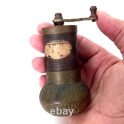 19th Century Antique Ottoman Brass Pepper Coffee Grinder /Islamic inscriptions