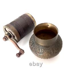 19th Century Antique Ottoman Brass Pepper Coffee Grinder /Islamic inscriptions