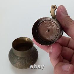 19th Century Antique Ottoman Brass Pepper Coffee Grinder /Islamic inscriptions