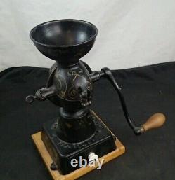 19thc Antique Cast Iron Enterprise No. 4 Pinstripe Painted Coffee MILL Grinder