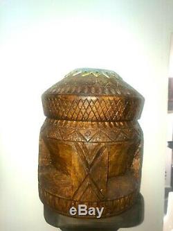 20th Century Antique Wood Mehbash Handmade Bedouin Coffee Grinder Arab History