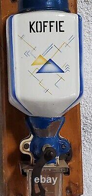 #4 1930's DUTCH European ART DECO wall mount coffee grinder PORCELAIN cubist