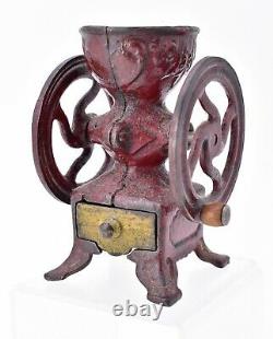 4 Miniature Antique Cast Iron Childs Coffee Grinder Toy Original Paint