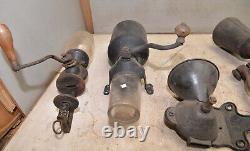 4 antique coffee grinder mill collectible bean grain grinding machine tool lot