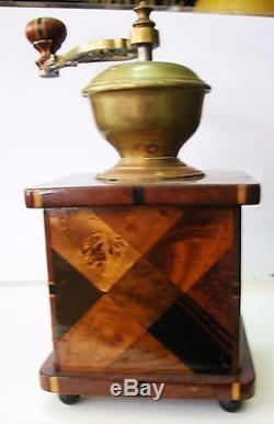 A Fine Antique Early 19th Century Biedermeier Bronze And Wooden Coffee Grinder
