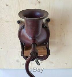 ANT. CAST IRON COFFEE GRINDER WALL OR TABLE MOUNTED MODEL Early 1900's