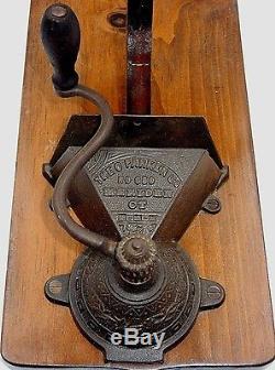 ANTIQUE 1870's THE C PARKER CO #350 CAST IRON COFFEE GRINDER CONVERTED INTO LAMP