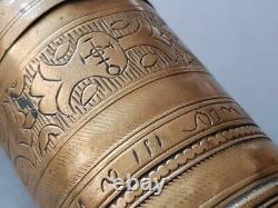 ANTIQUE 1899 ORIGINAL Armenian OTTOMAN HAND ENGRAVED bronze coffee grinder