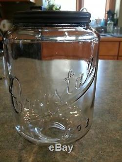 ANTIQUE ARCADE CRYSTAL No 3 COFFEE GRINDER GLASS HOPPER with lid