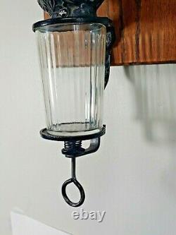 ANTIQUE ARCADE CRYSTAL No. 3 WALL MOUNT COFFEE GRINDER COMPLETE WORKING