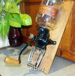 ANTIQUE ARCADE WALL MOUNT COFFEE MILL / GRINDER COMPL With HILLS BROS COFFEE LABEL