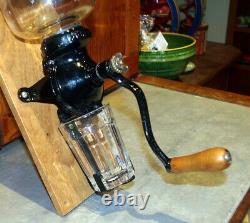 ANTIQUE ARCADE WALL MOUNT COFFEE MILL / GRINDER COMPL With HILLS BROS COFFEE LABEL