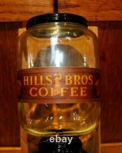 ANTIQUE ARCADE WALL MOUNT COFFEE MILL / GRINDER COMPL With HILLS BROS COFFEE LABEL