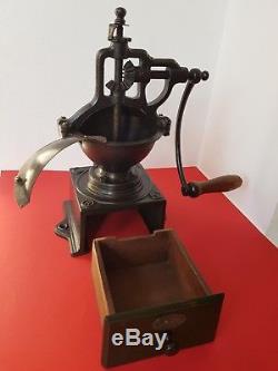 ANTIQUE CAST IRON BIG COFFEE GRINDER ZASSENHAUS R1 EARLY 1900's GERMANY