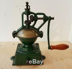 ANTIQUE CAST IRON COFFEE GRINDER AMPIA GARANZIA FB 0 ITALY 1900's HOME USE