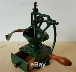 ANTIQUE CAST IRON COFFEE GRINDER AMPIA GARANZIA FB 0 ITALY 1900's HOME USE