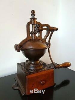 ANTIQUE CAST IRON COFFEE GRINDER BIG A1 PEUGEOT FRERES ex. CONDITION