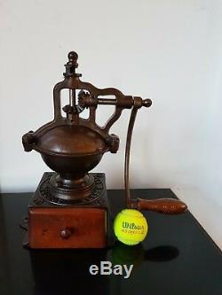 ANTIQUE CAST IRON COFFEE GRINDER BIG A1 PEUGEOT FRERES ex. CONDITION