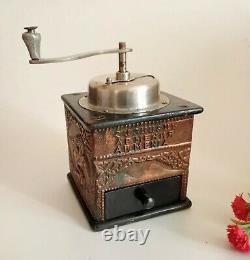 ANTIQUE COFFEE MILL ARMENIAN Handicraft With Copper Ornaments. COLLECTABLES