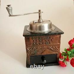 ANTIQUE COFFEE MILL ARMENIAN Handicraft With Copper Ornaments. COLLECTABLES