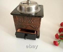 ANTIQUE COFFEE MILL ARMENIAN Handicraft With Copper Ornaments. COLLECTABLES