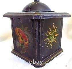 ANTIQUE Country PRIMITIVE Hand Painted Tole COFFEE GRINDER