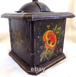 ANTIQUE Country PRIMITIVE Hand Painted Tole COFFEE GRINDER