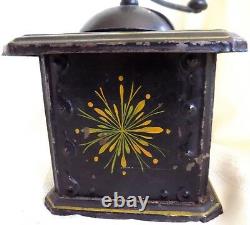 ANTIQUE Country PRIMITIVE Hand Painted Tole COFFEE GRINDER